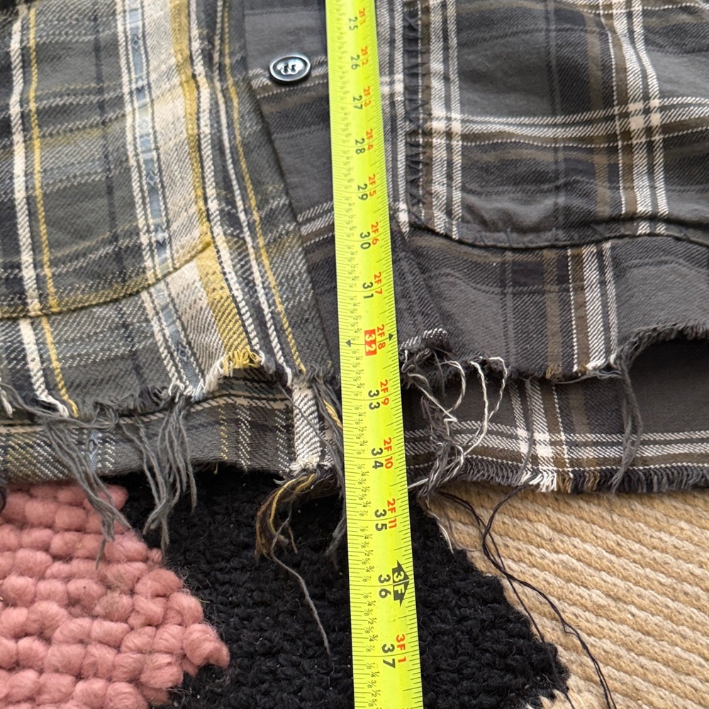 Greg Lauren Plaid Patchwork Casual Button Down Sh… - image 7